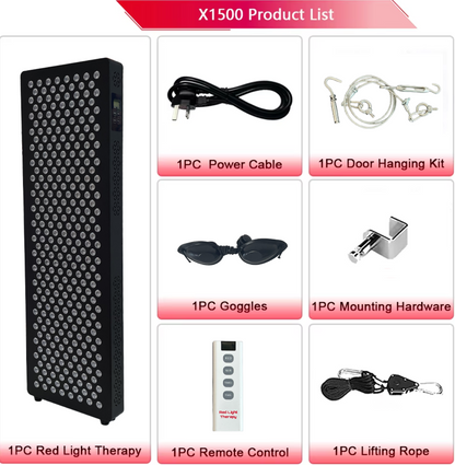 Product list for X1000 with various components on a white background