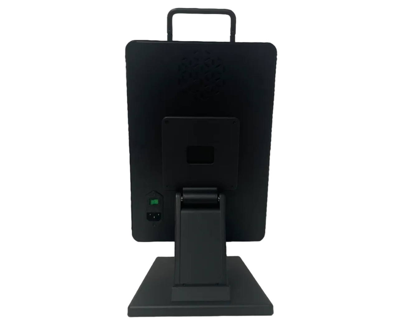 Dark gray electronic device on a black background